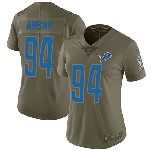 Nike Lions #94 Ziggy Ansah Olive Women's Stitched NFL Limited Salute to Service Jersey